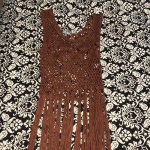 Charlotte Russe crop/long fringe top